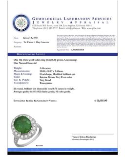 14k White Gold 3.48ct Emerald 0.71ct Diamond Ring