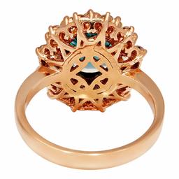 14k Rose Gold 3.10ct Blue Zircon 1.48ct Diamond Ring