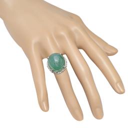 Platinum Setting with Approx. 17ct Jade and 0.58ct Diamond Ladies Ring