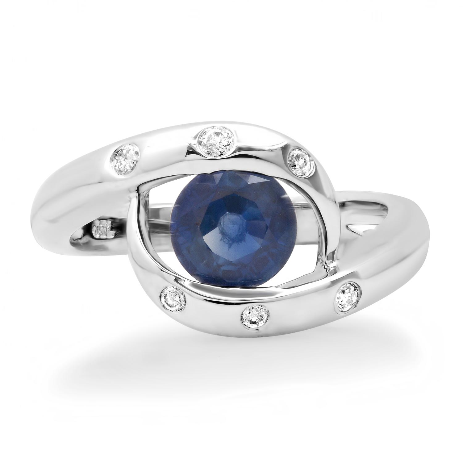 18K White Gold Setting with 1.49ct Sapphire and 0.12ct Diamond Ring