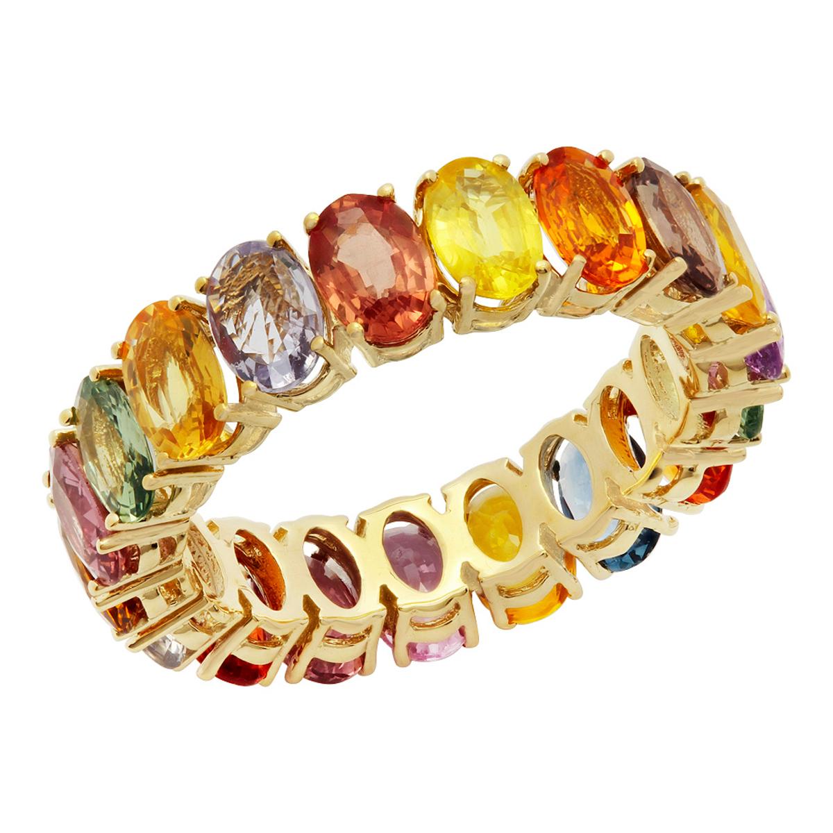 14k Yellow Gold 9.65ct Sapphire Eternity Band Ring