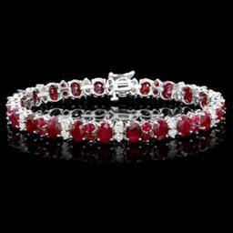 14K Gold 27.83ct Ruby 2.38ct Diamond Bracelet