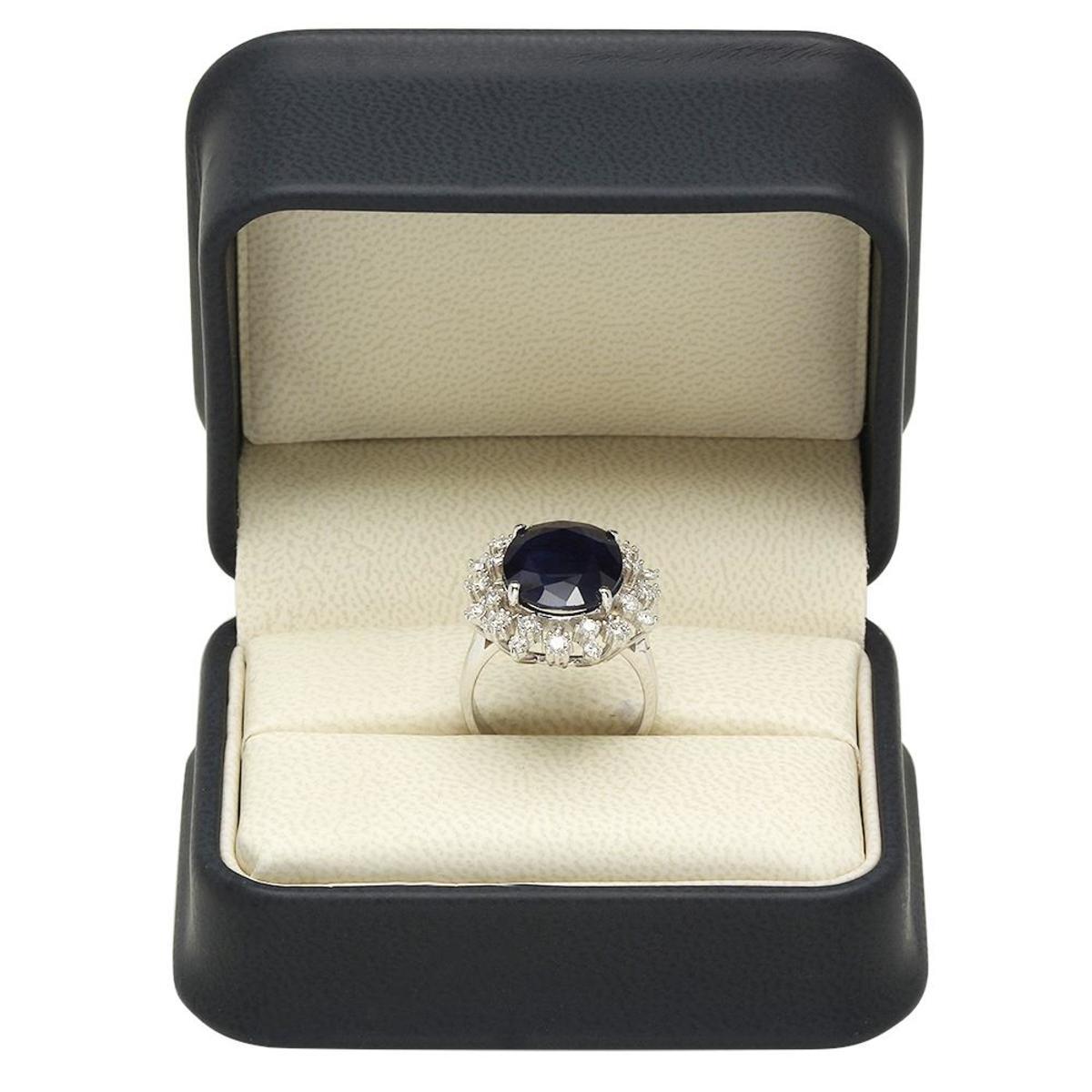 14K White Gold 8.51ct Sapphire and 0.98ct Diamond Ring