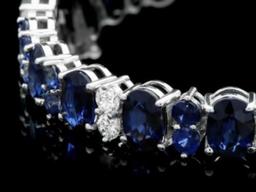 14K Gold 23.14ct Sapphire 1.68ct Diamond Bracelet