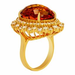 14k Yellow Gold 17.71ct Citrine 2.19ct Diamond Ring