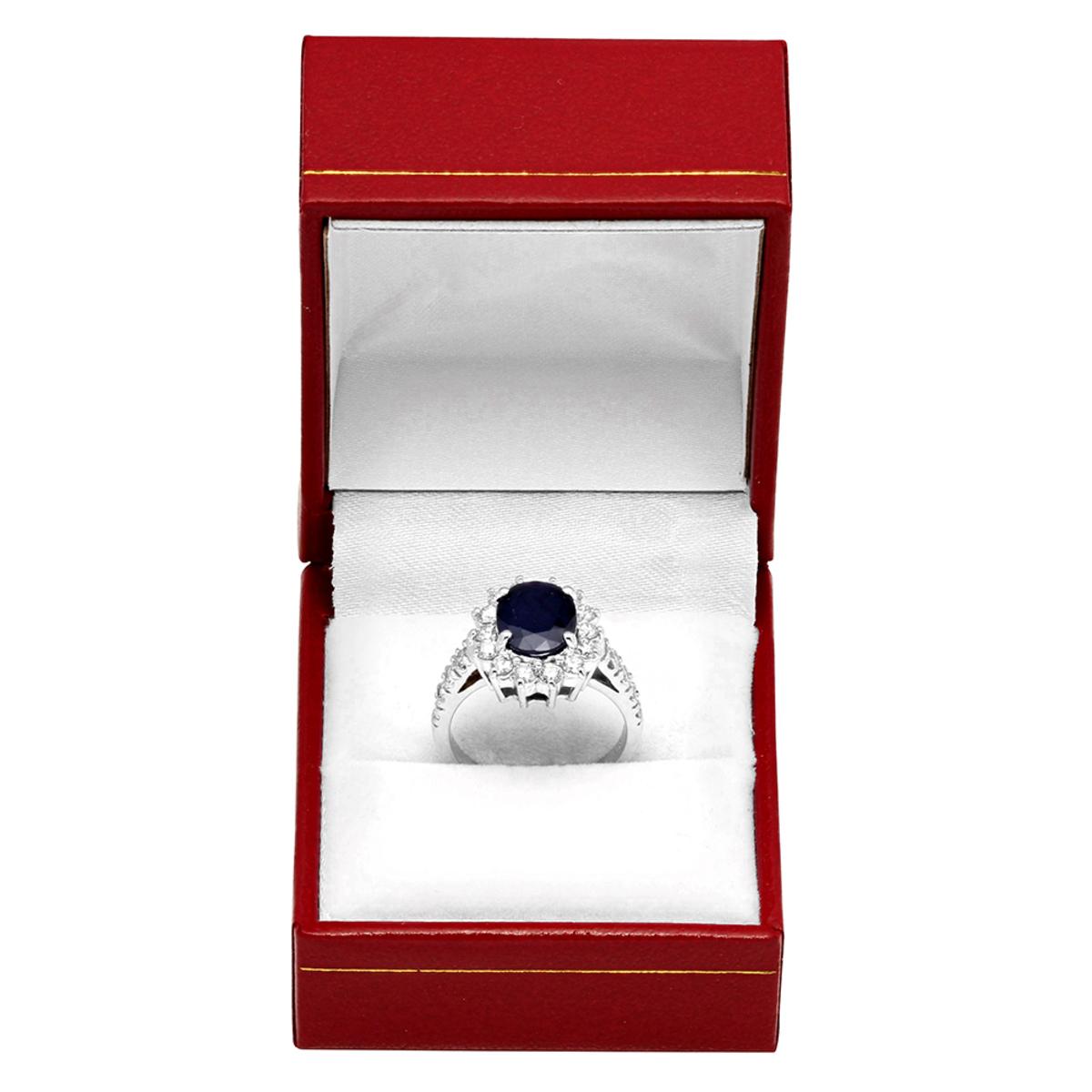 14k White Gold 2.39ct Sapphire 1.14ct Diamond Ring