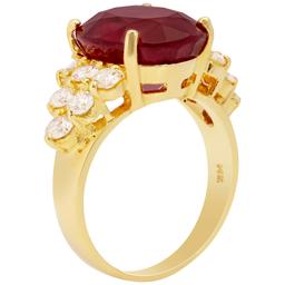 14k Yellow Gold 10.56ct Ruby 1.06ct Diamond Ring