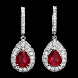 14k Gold 6.63ct Ruby 1.69ct Diamond Earrings