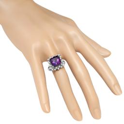 14K White Gold 5.04ct Amethysist and 0.60ct Diamond Ring