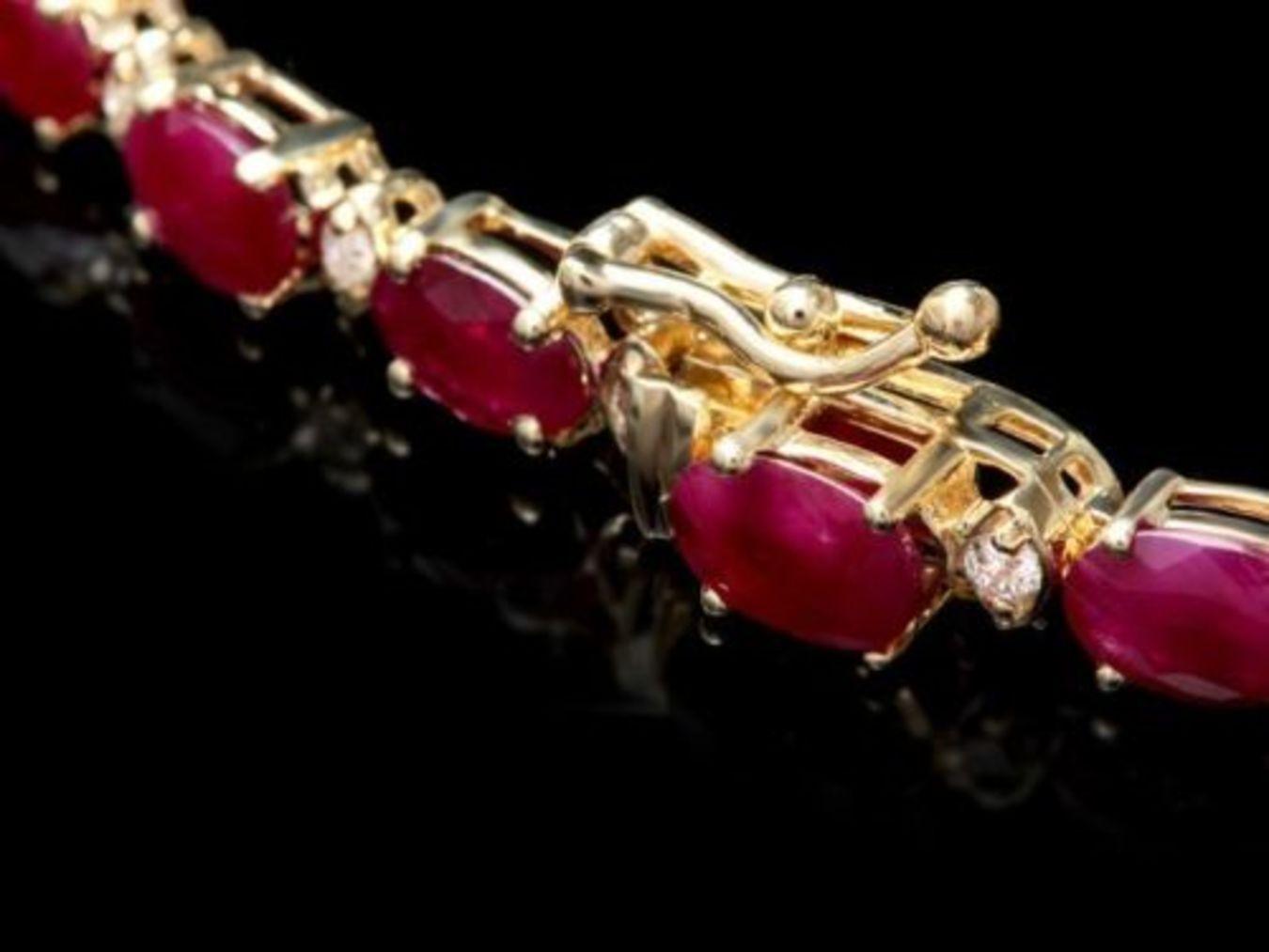 14K Yellow Gold 32.20ct Ruby and 1.35ct Diamond Necklace