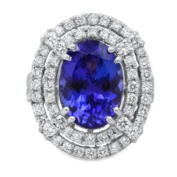 14K White Gold Setting with 7.81ct Tanzanite and 2.05ct Diamond Ladies Ring