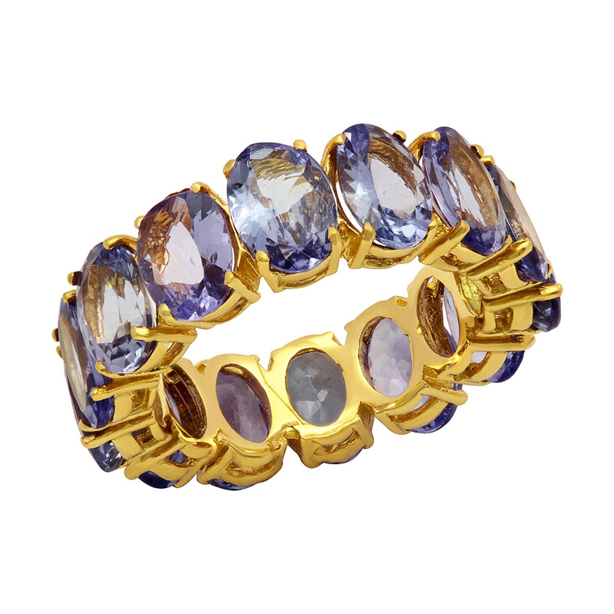 14k Yellow Gold 9.86ct Tanzanite Eternity Band Ring