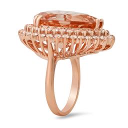 14K Rose Gold with 17.40ct Morganite and 2.36ct Diamond Ladies Ring