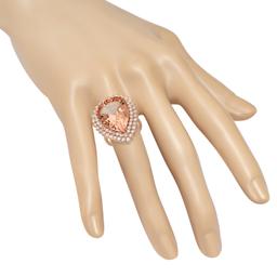 14K Rose Gold with 17.40ct Morganite and 2.36ct Diamond Ladies Ring