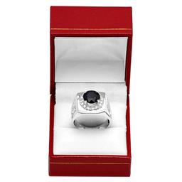 14k White Gold 4.51ct Sapphire 0.62ct Diamond Ring