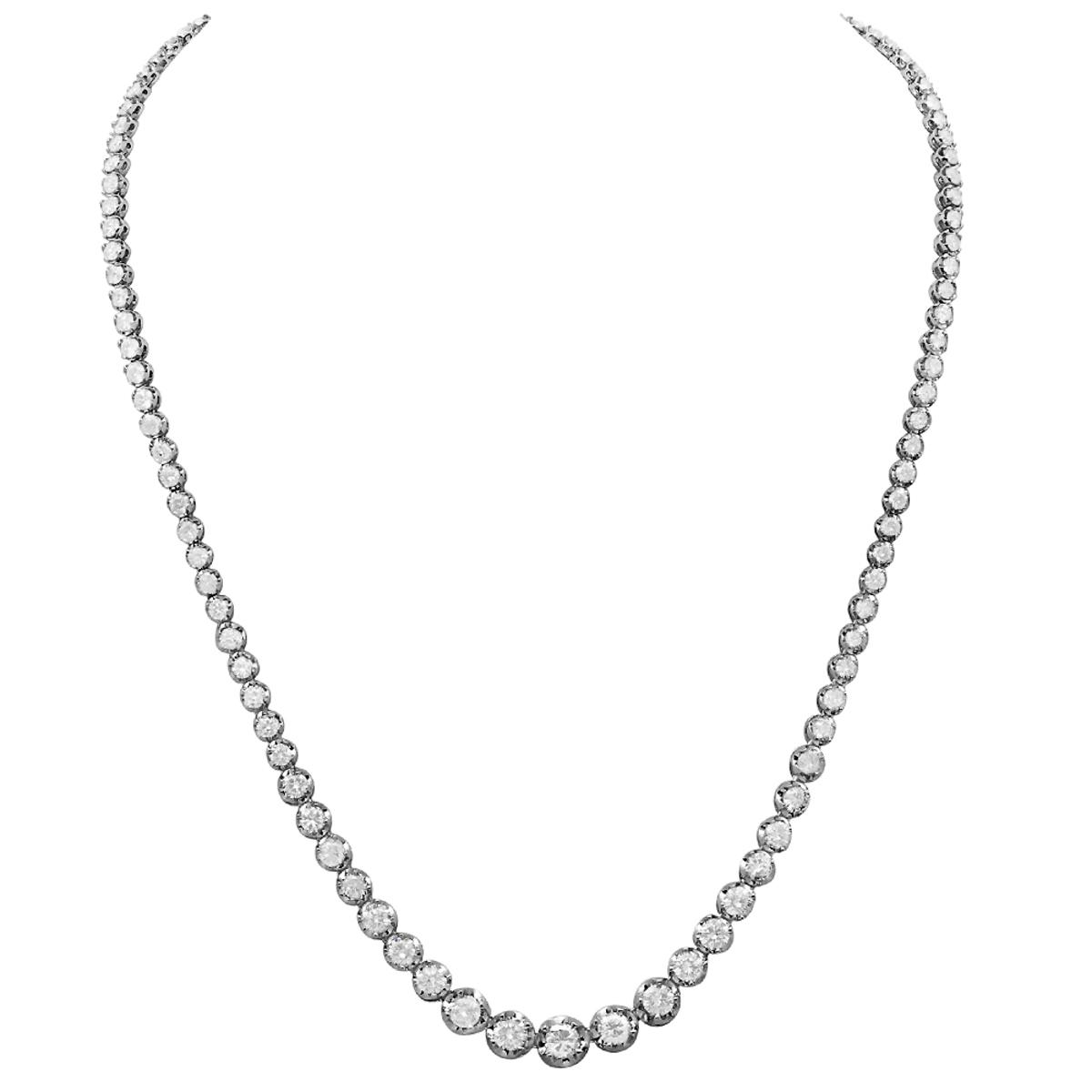 14k White Gold 11.24ct Diamond Necklace