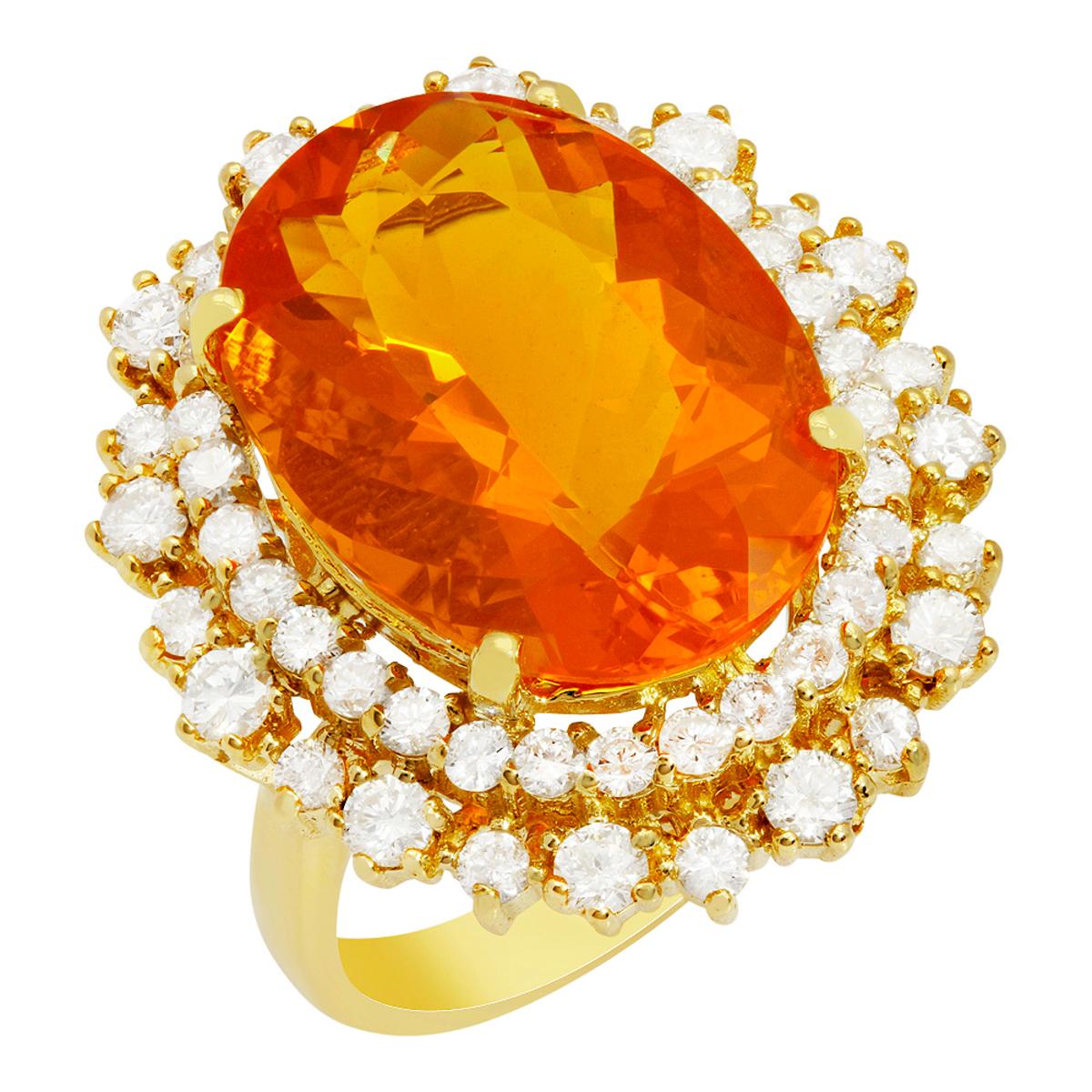 14k Yellow Gold 7.82ct Citrine 1.71ct Diamond Ring