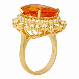 14k Yellow Gold 7.82ct Citrine 1.71ct Diamond Ring