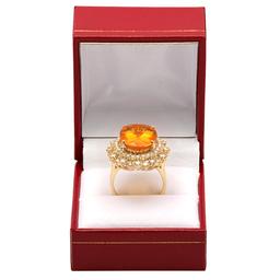 14k Yellow Gold 7.82ct Citrine 1.71ct Diamond Ring