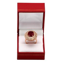 14k Rose Gold 6.71ct Ruby 1.89ct Diamond Ring