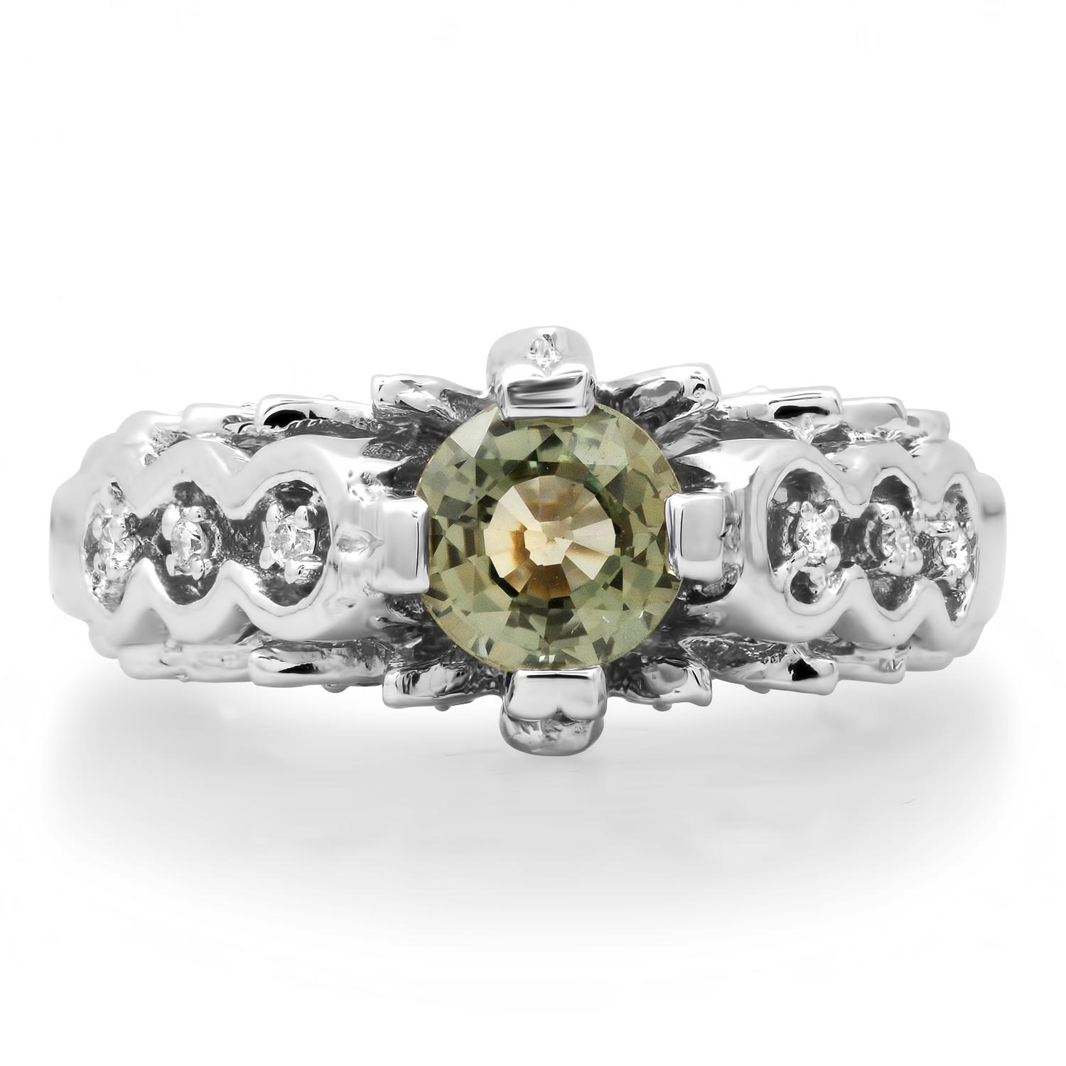 18K White Gold Setting with 1.17ct Green Sapphire and 0.33ct Diamond Ring