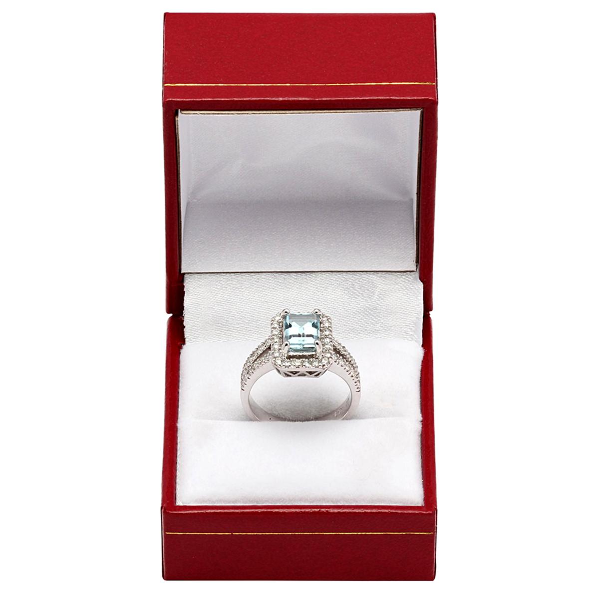14k White Gold 1.62ct Aquamarine 0.78ct Diamond Ring