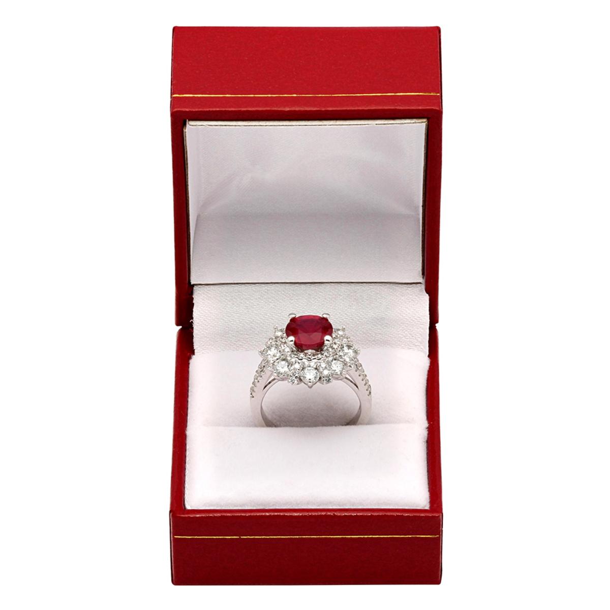 14k White Gold 2.49ct Ruby 2.52ct Diamond Ring