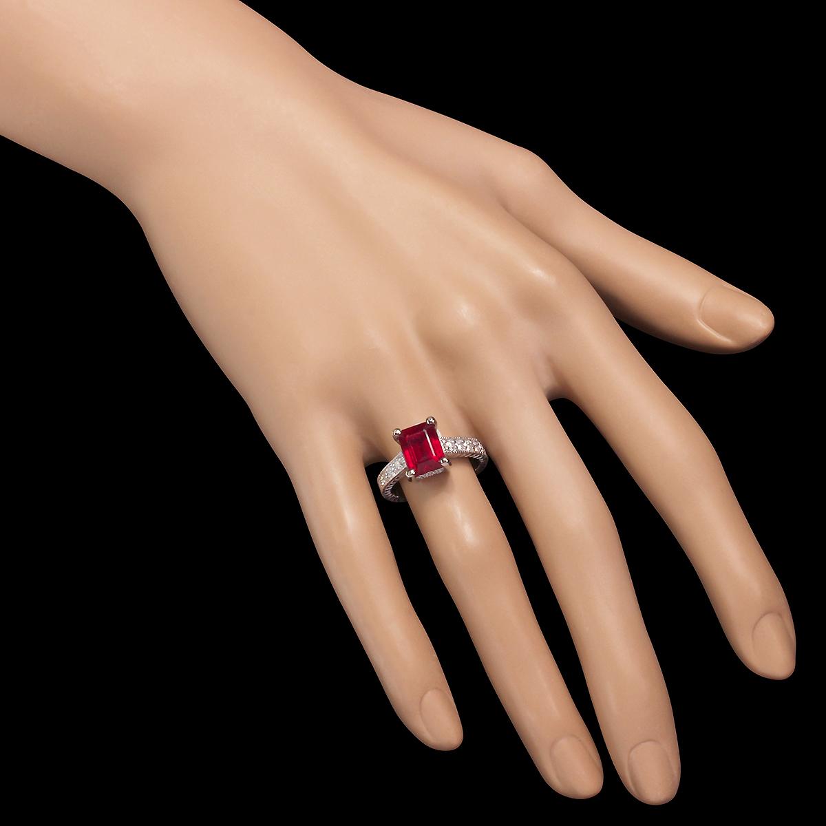 14k White Gold 5.90ct Ruby 0.32ct Diamond Ring