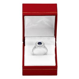 14k White Gold 0.85ct Sapphire 1.12ct Diamond Ring