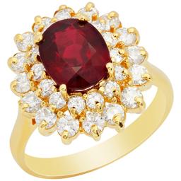 14k Yellow Gold 3.12ct Ruby 1.31ct Diamond Ring