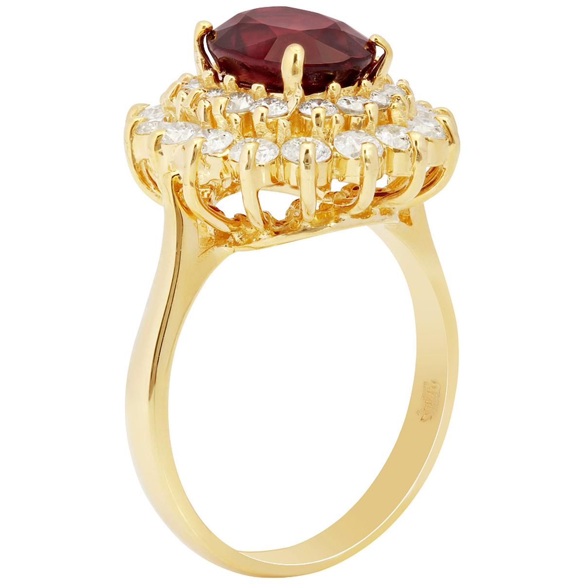 14k Yellow Gold 3.12ct Ruby 1.31ct Diamond Ring