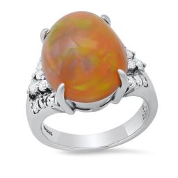 Platinum Setting with 8.50ct Opal and 0.70ct Diamond Ladies Ring