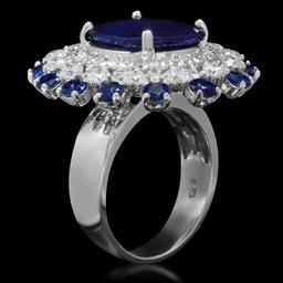 14K White Gold 10.12ct Sapphire and 2.26ct Diamond Ring