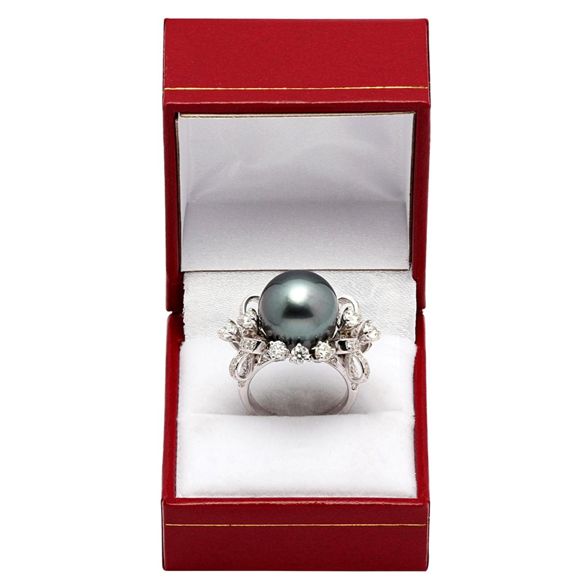 14k White Gold 14mm Pearl 2.26ct Diamond Ring