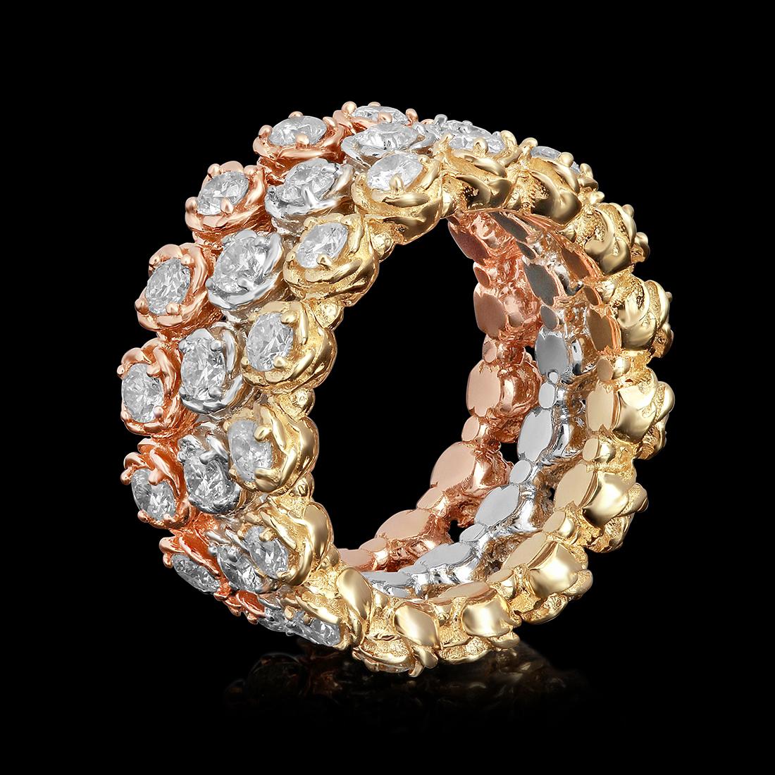 14k Yellow, White & Rose Gold 3.33ct Diamond Ring Set