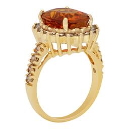 14k Yellow Gold 4.68ct Citrine 1.15ct Diamond Ring