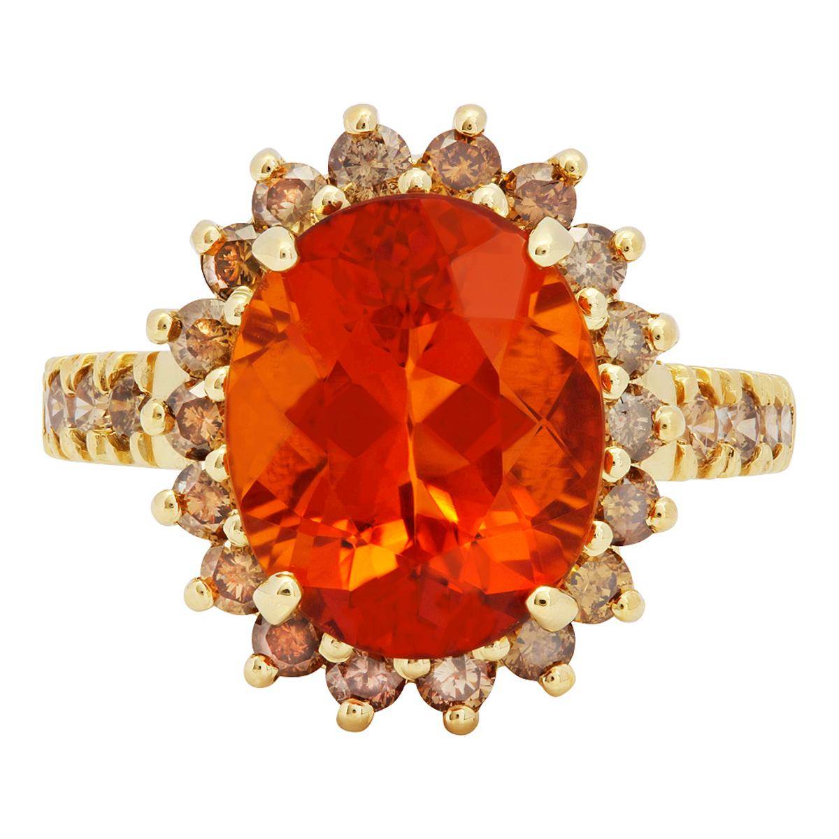 14k Yellow Gold 4.68ct Citrine 1.15ct Diamond Ring