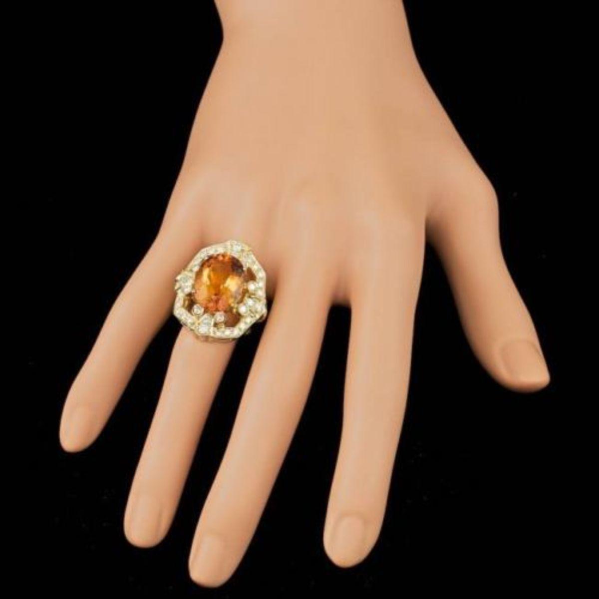 14K Yellow Gold 9.25ct Citrine and 2.59ct Diamond Ring