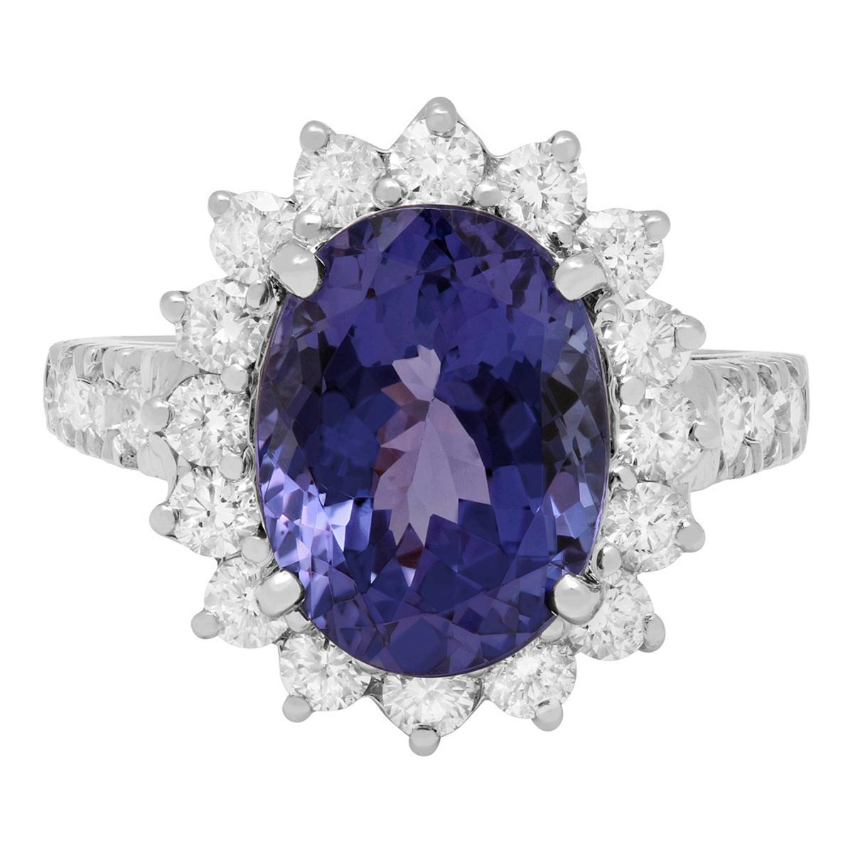 14k White Gold 5.31ct Tanzanite 1.36ct Diamond Ring