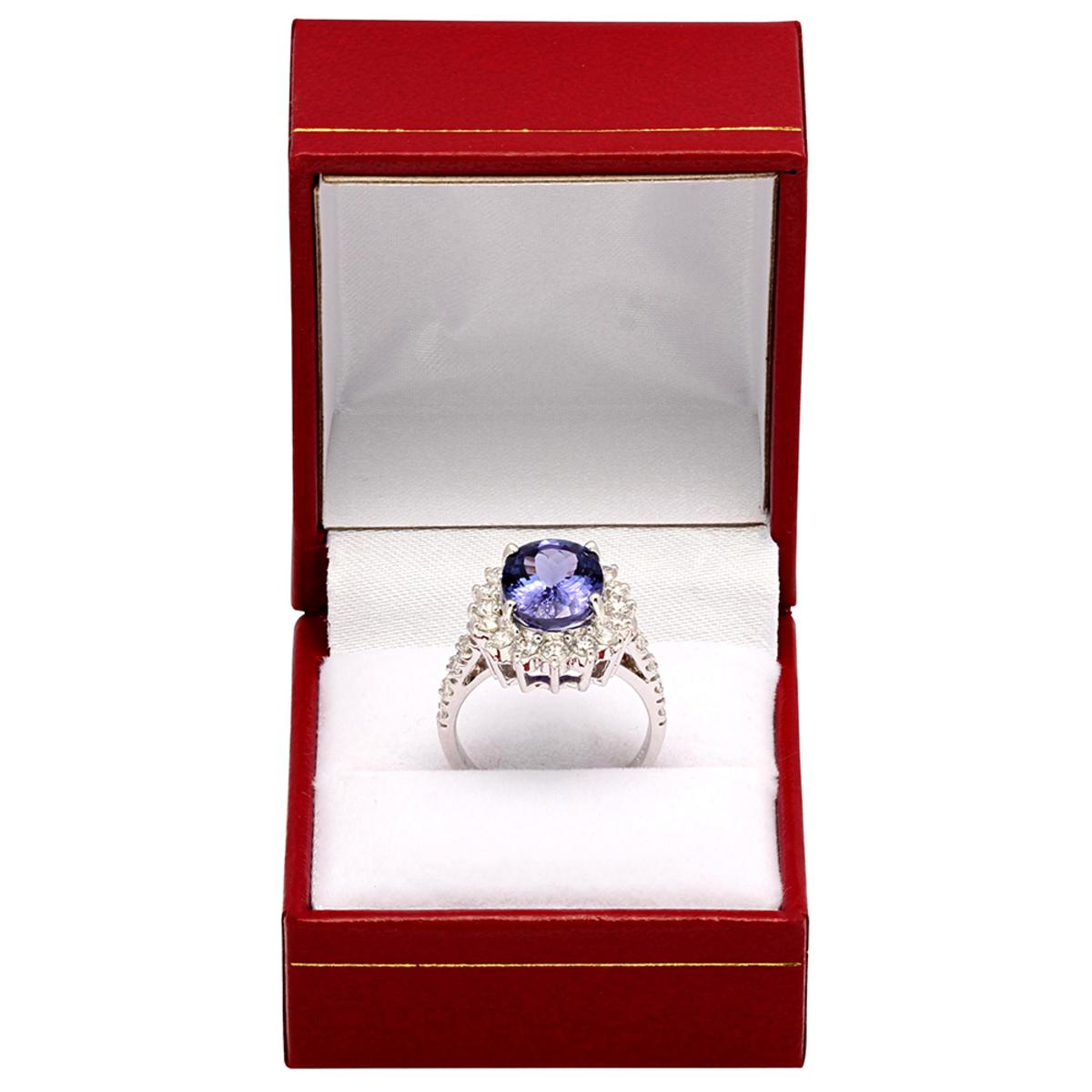 14k White Gold 5.31ct Tanzanite 1.36ct Diamond Ring