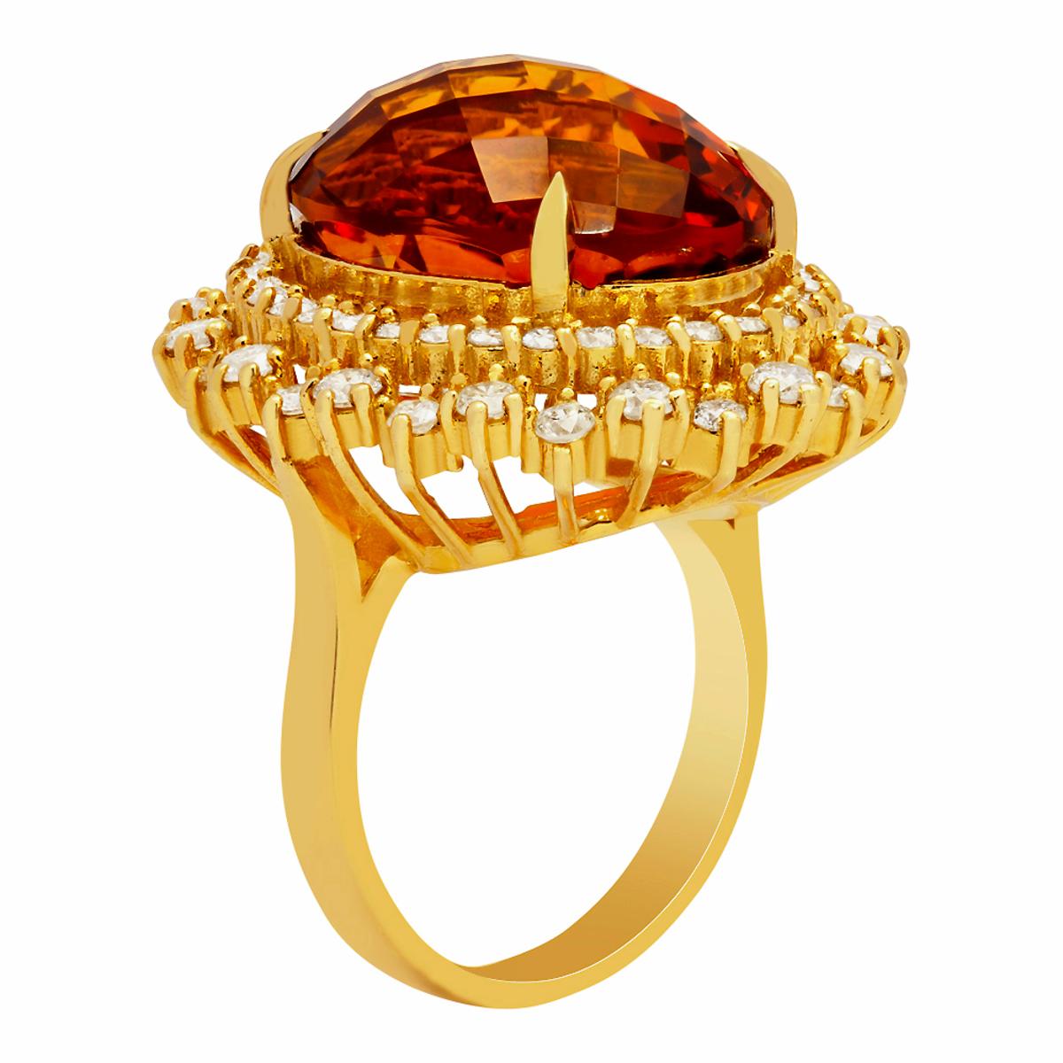 14k Yellow Gold 17.71ct Citrine 2.19ct Diamond Ring