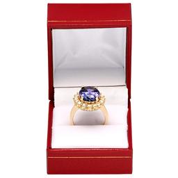 14k Yellow Gold 9.65ct Tanzanite 1.50ct Diamond Ring