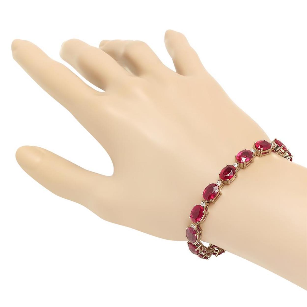 14K Gold 30.81ct Ruby and 0.76ct Diamond Bracelet