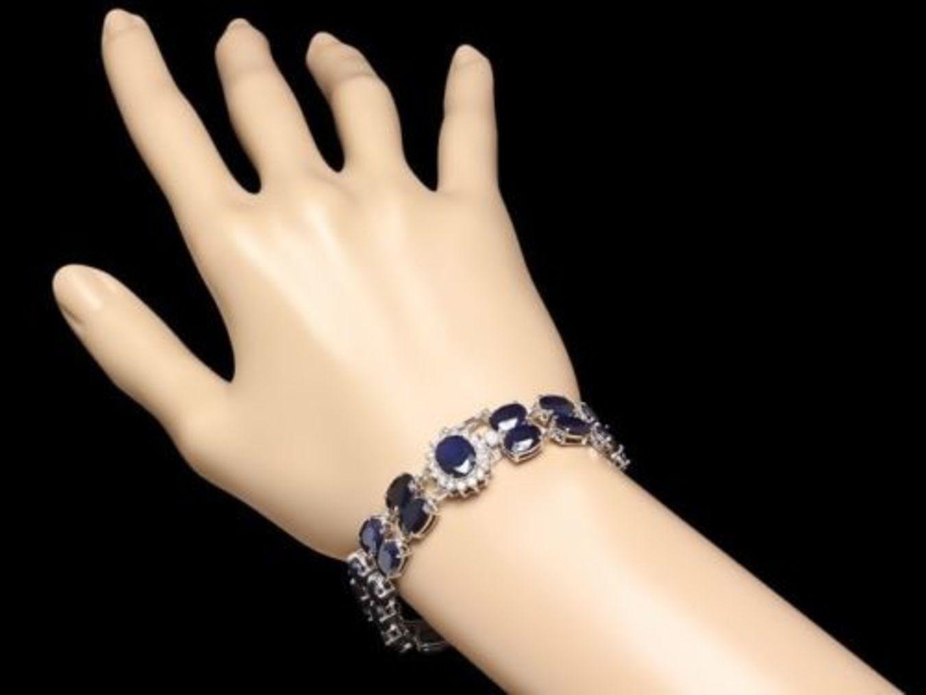 14K Gold 53.64ct Sapphire 0.63ct Diamond Bracelet