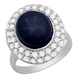 14k White Gold 8.68ct Sapphire 1.12ct Diamond Ring