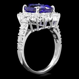 14K White Gold 6.78ct Tanzanite and 1.43ct Diamond Ring