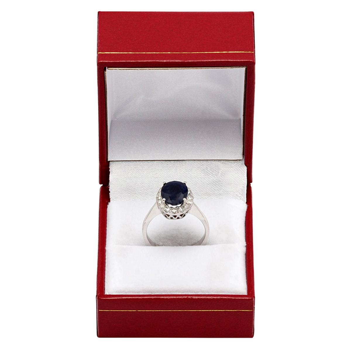 14k White Gold 3.55ct Sapphire 0.62ct Diamond Ring