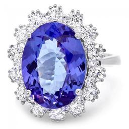 14K White Gold 7.90ct Tanzanite and 1.82ct Diamond Ring