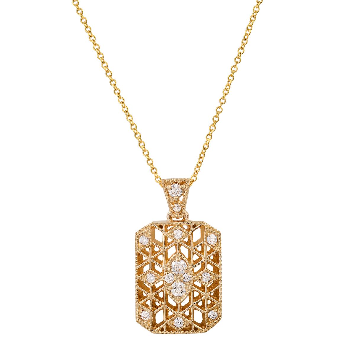 14K Yellow Gold Setting with 0.40ct Diamond Pendant