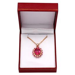 14k Rose Gold 7.55ct 0.44ct Ruby 0.47ct Diamond Pendant